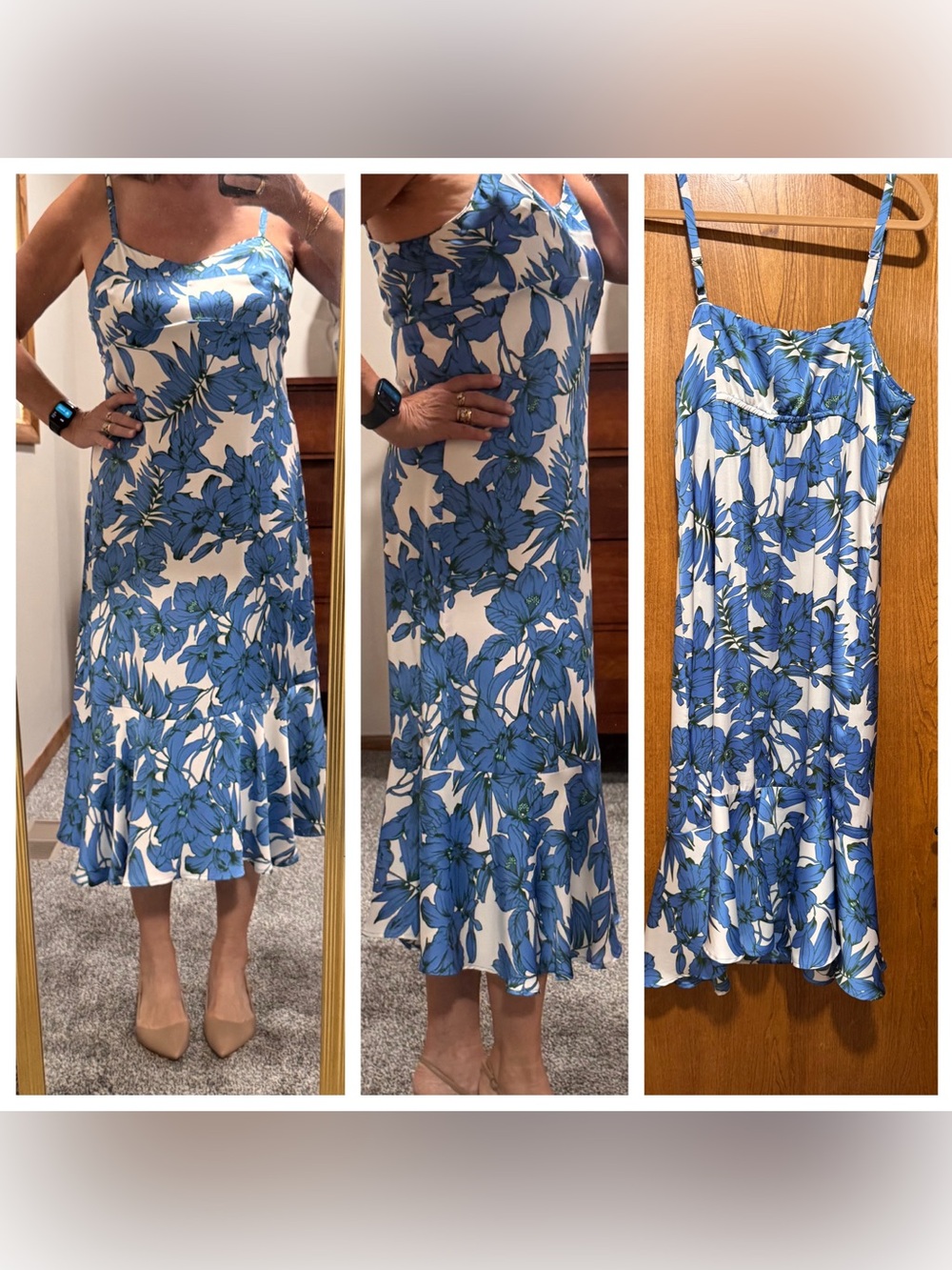 CAbi Blue Floral Maxi Dress on White